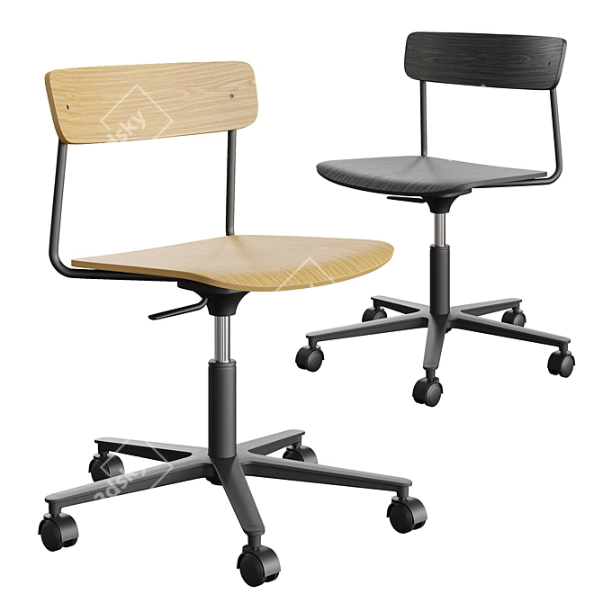 Sleek Cross Task Chair in Black Oak 3D model image 1