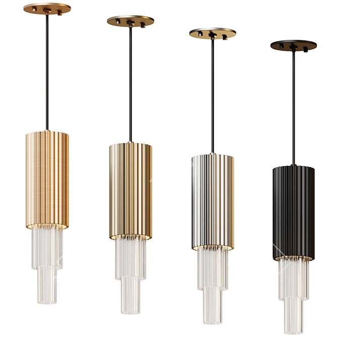 Chic Parisian Inspired Bordeaux Pendant 3D model image 2