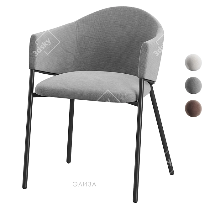 Eliza Scandinavian Velvet Dining Chair 3D model image 2