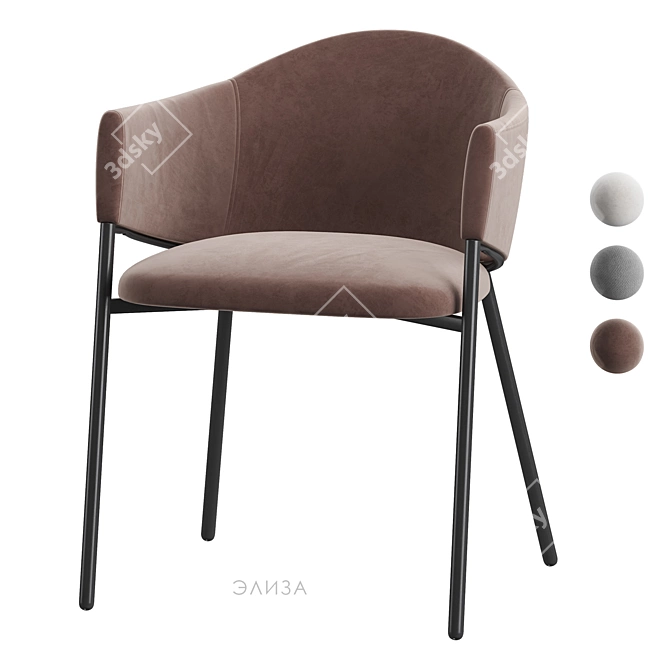 Eliza Scandinavian Velvet Dining Chair 3D model image 4
