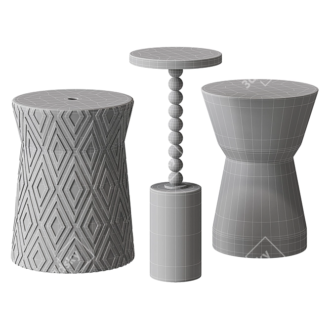  Josiah Kora Shae Accent Tables Set 3D model image 2