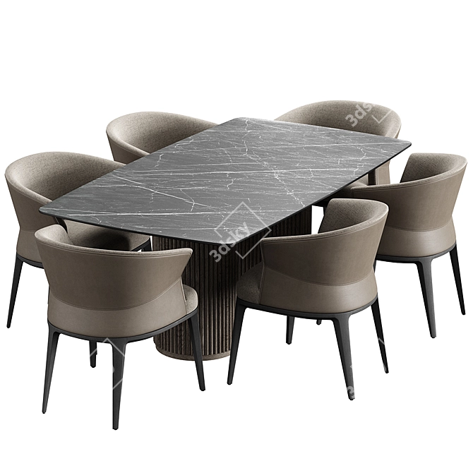 Modern Chair and Table Set 3D model image 6