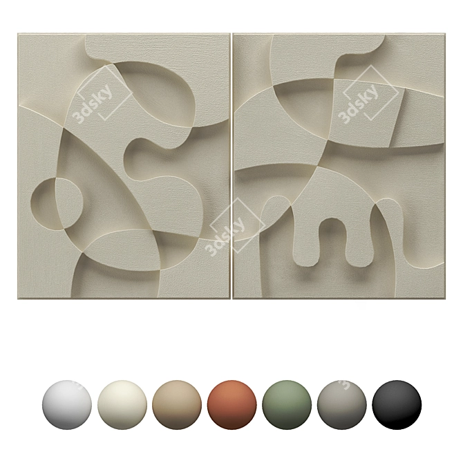 Textured Wall Panels Duo Set 3D model image 8