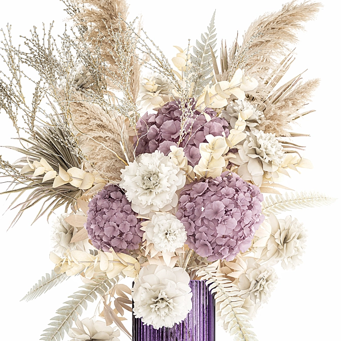 Pampas & Hydrangea Bouquet Set 3D model image 3