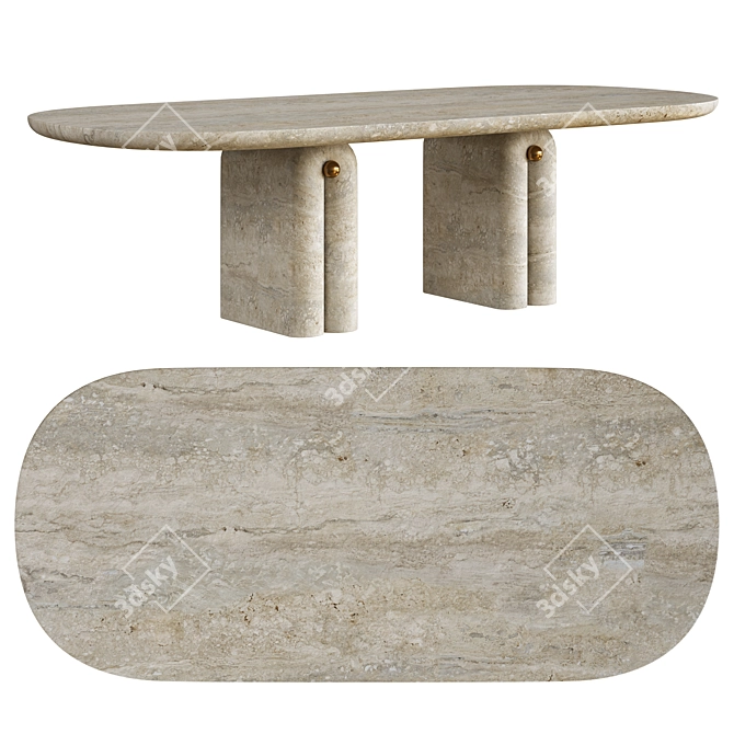 Elegant Pearl Dining Table 3D model image 2