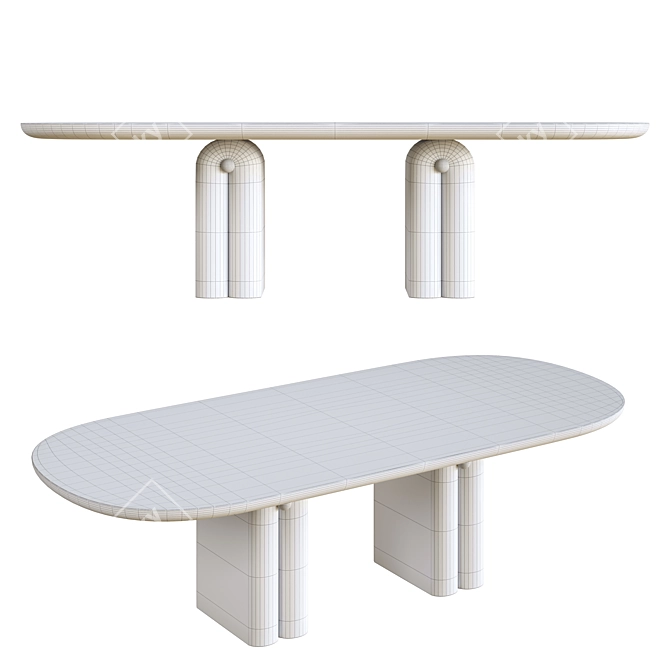 Elegant Pearl Dining Table 3D model image 4