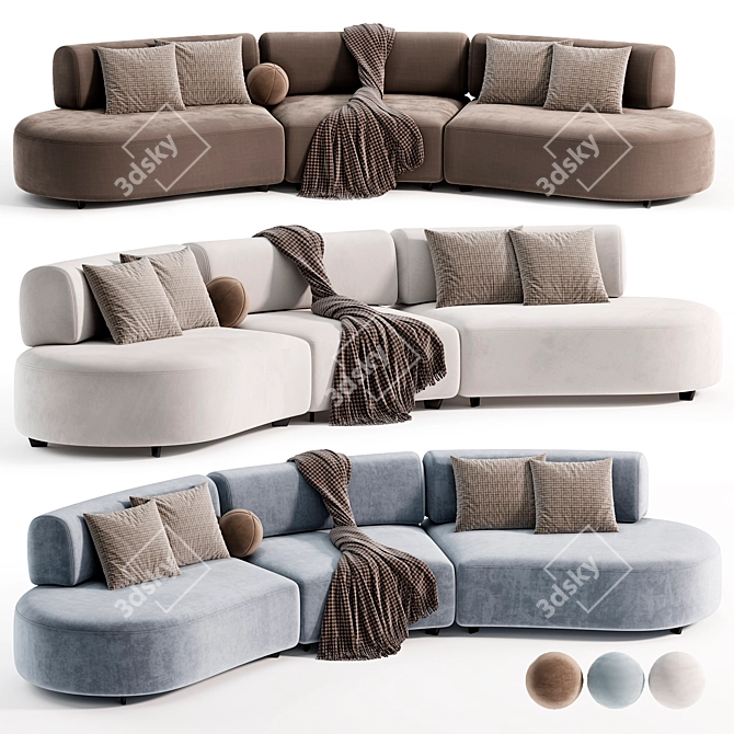 Modern Bon Bon Sofa Set 3D model image 1