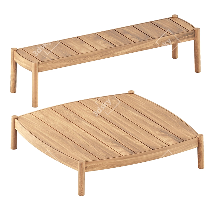 Haven Teak Coffee Table Duo 3D model image 3