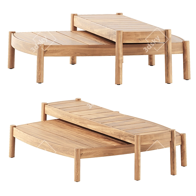 Haven Teak Coffee Table Duo 3D model image 4