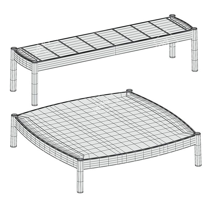 Haven Teak Coffee Table Duo 3D model image 6