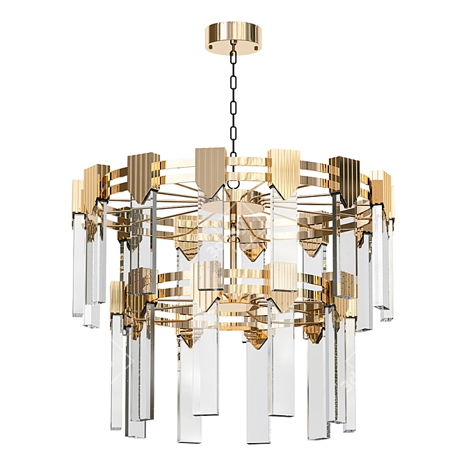 Crystal Rectangles Gold Chandelier 3D model image 1