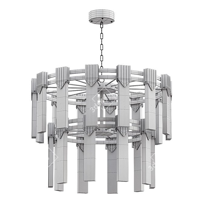 Crystal Rectangles Gold Chandelier 3D model image 2
