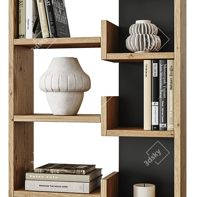 Modern Oak Bookcase by Leve Home 3D model image 2