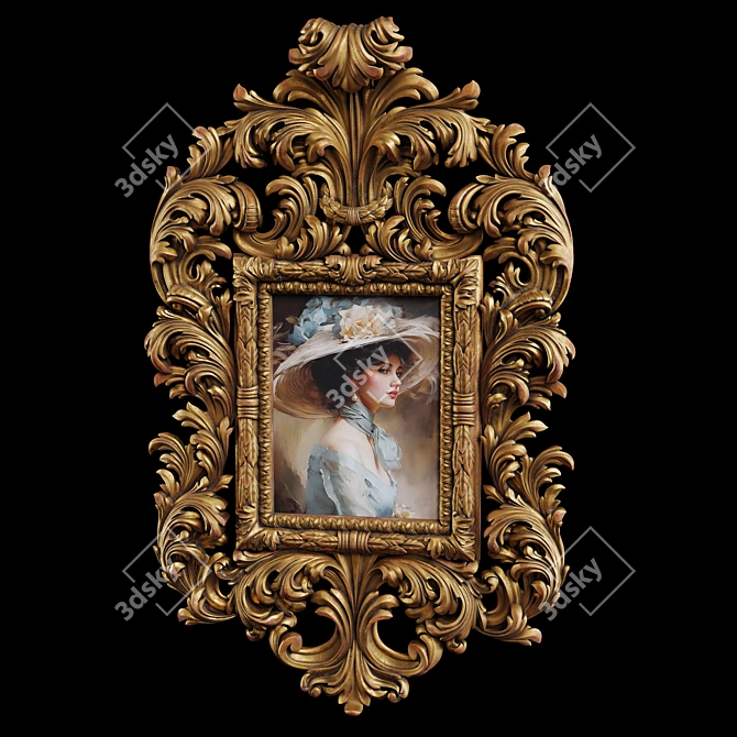 Carved Frame Painting 3 3D model image 1