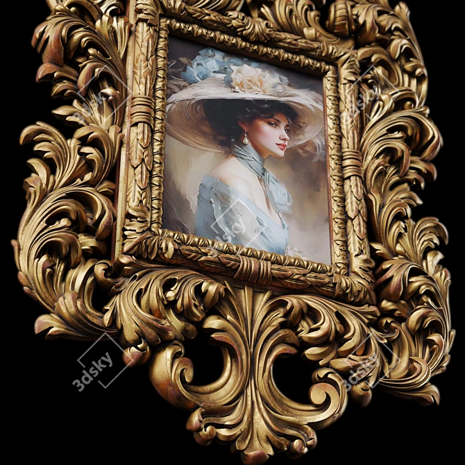 Carved Frame Painting 3 3D model image 3