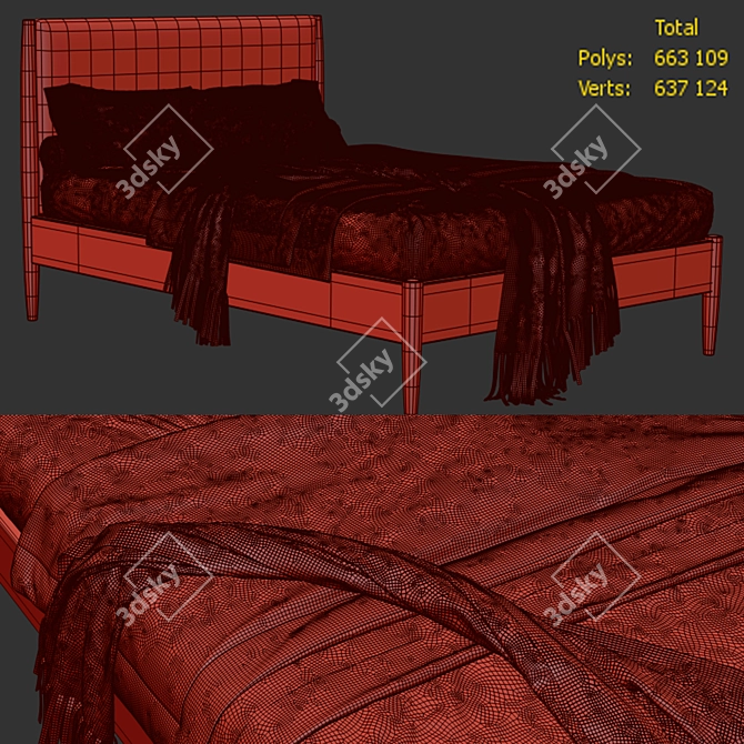 West Elm Mid-Century Bed 3D model image 7