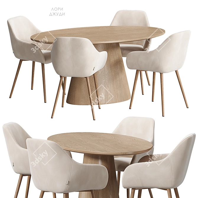 Scandinavian Dining Set by Divan 3D model image 1