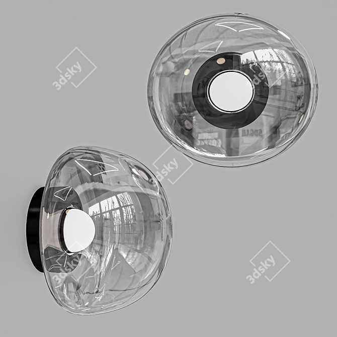 Crystal Lux Bosque Black Glass Wall Light 3D model image 2