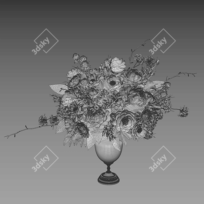 Peonies Gold Crystal Vase Set 3D model image 7