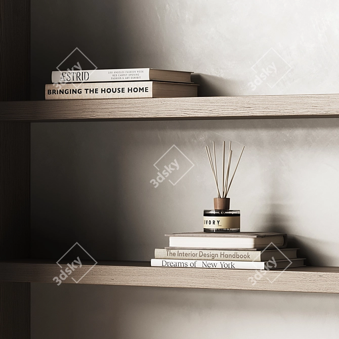 Modern Wooden Workplace Furniture Scene 3D model image 4