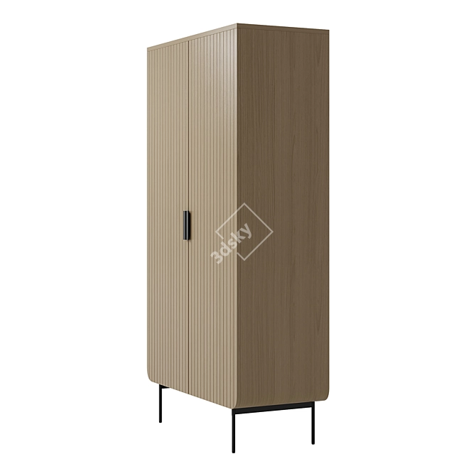 Retro-Chic 2-Door Wardrobe 3D model image 5