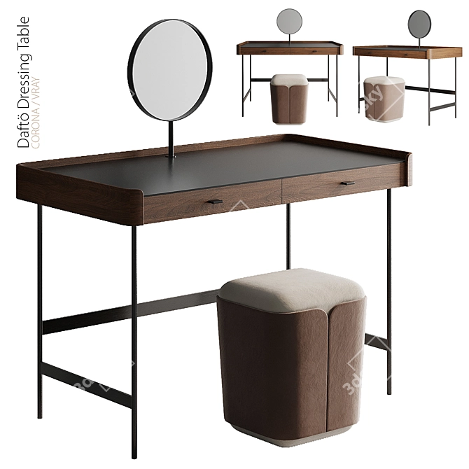 Modern Vanity Makeup Table White 3D model image 2