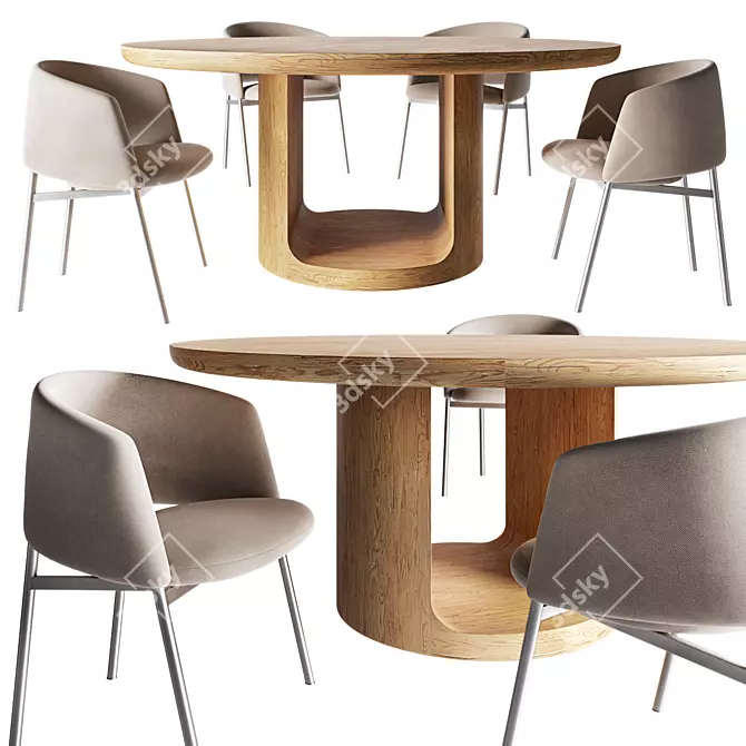 Oslo Round Table & Collar Chair 3D model image 2