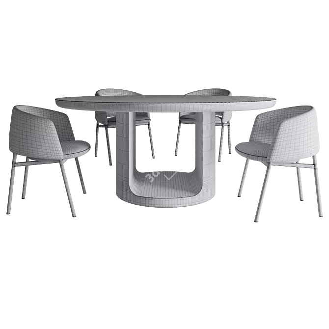 Oslo Round Table & Collar Chair 3D model image 3