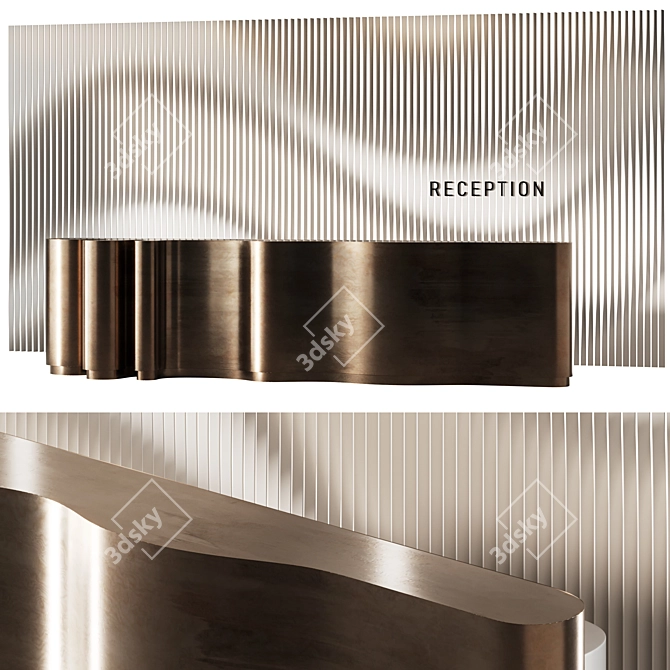 Organic Reception Desk with Metal Panels 3D model image 1