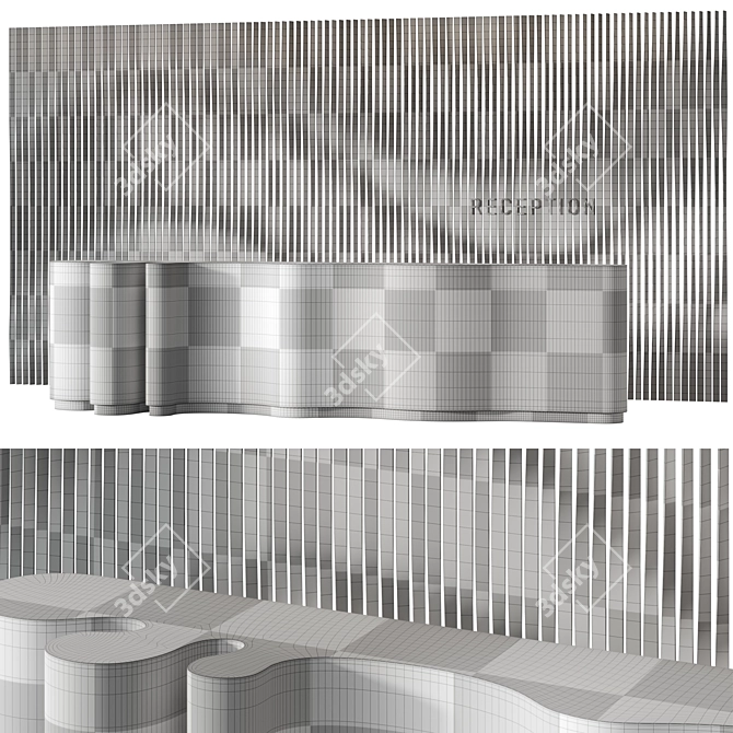 Organic Reception Desk with Metal Panels 3D model image 5