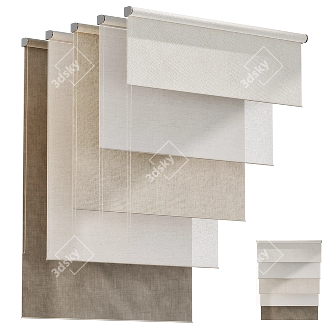 Title: Roller Blinds Curtains Set 3D model image 1