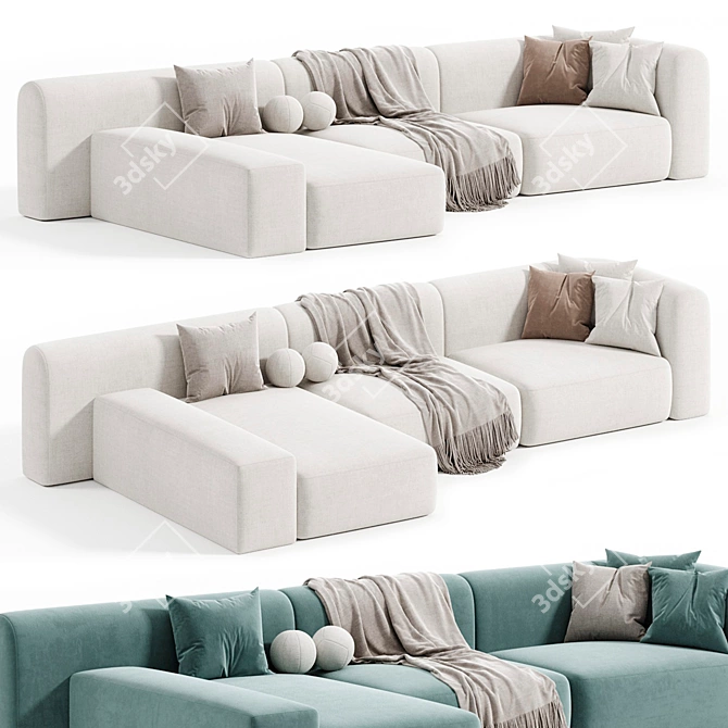 Modern Dimaro Sofa Ottoman Set 3D model image 1