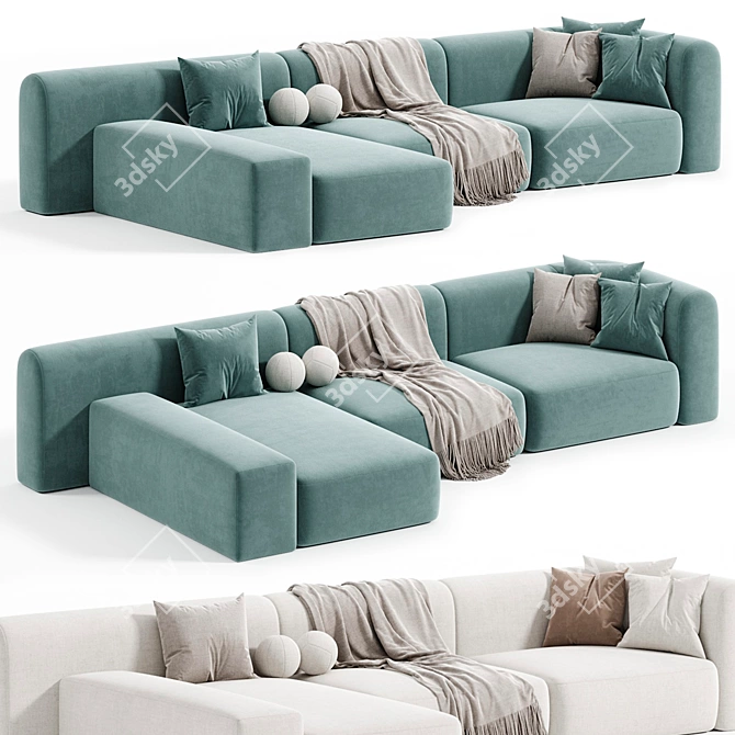 Modern Dimaro Sofa Ottoman Set 3D model image 2