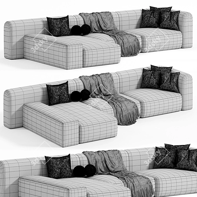 Modern Dimaro Sofa Ottoman Set 3D model image 5