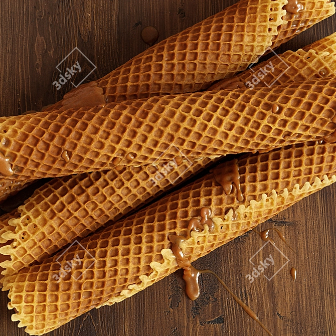 Condensed Milk Waffle Tubes 3D model image 8