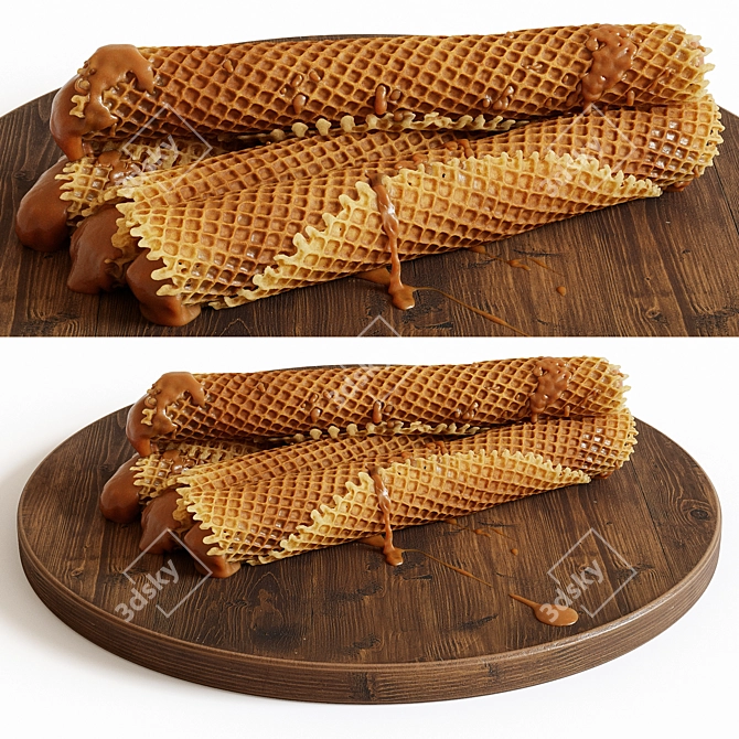 Condensed Milk Waffle Tubes 3D model image 10