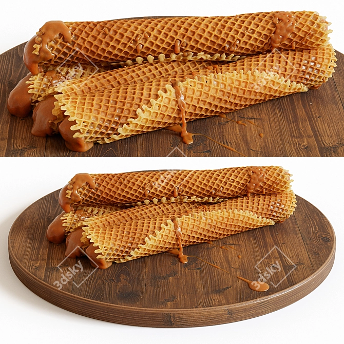 Condensed Milk Waffle Tubes 3D model image 1