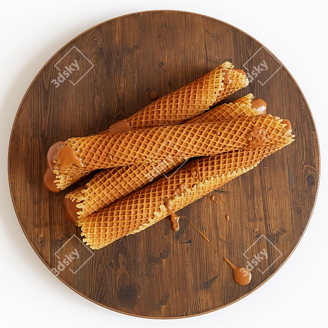 Condensed Milk Waffle Tubes 3D model image 2