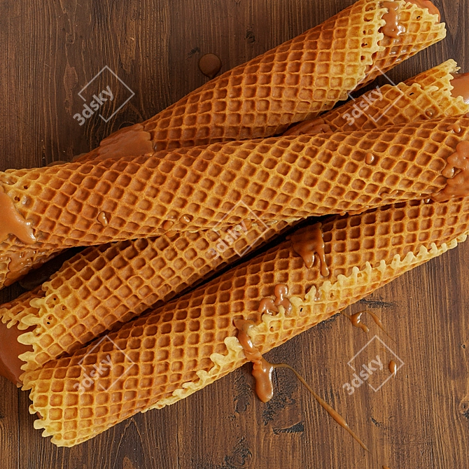 Condensed Milk Waffle Tubes 3D model image 3