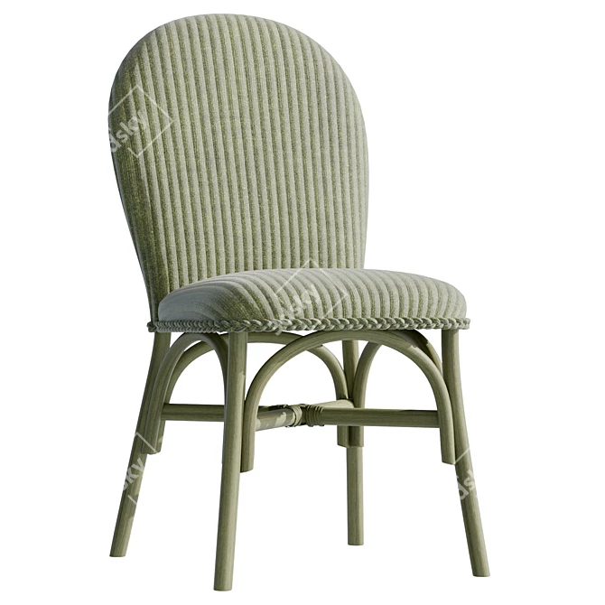 Premium Woven Cane Dining Chair 3D model image 1