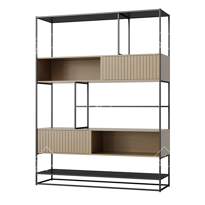 Modern Fusion Bookcase with Sliding Doors 3D model image 1