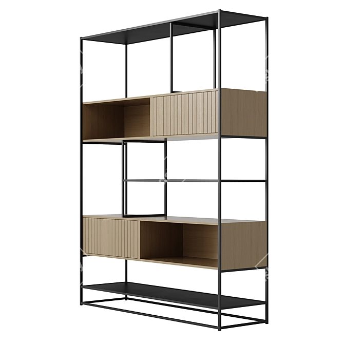 Modern Fusion Bookcase with Sliding Doors 3D model image 3