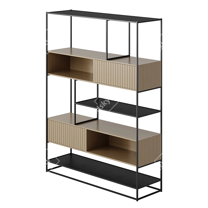 Modern Fusion Bookcase with Sliding Doors 3D model image 4