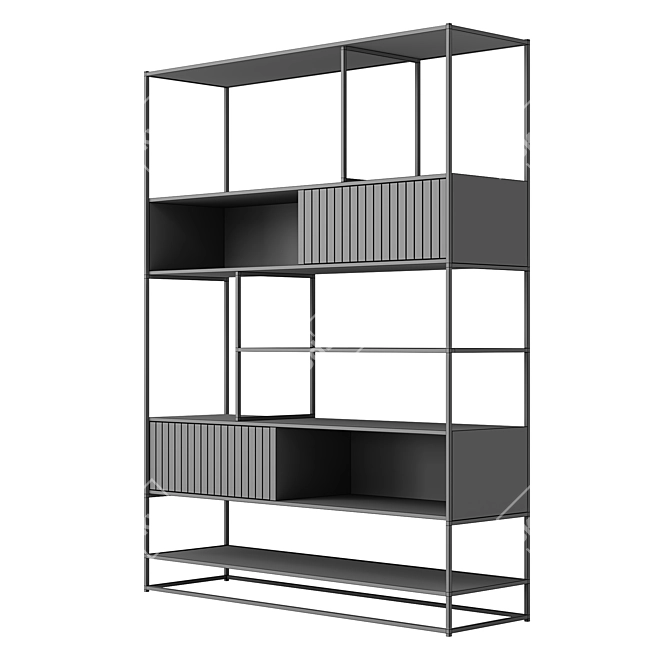 Modern Fusion Bookcase with Sliding Doors 3D model image 6