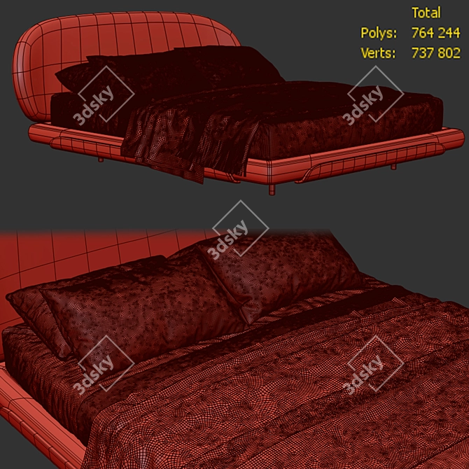 Olos Bed Model 3D Assets 3D model image 3