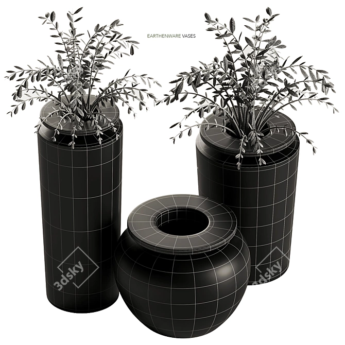 Elegant Plateia White Vase Set 3D model image 3