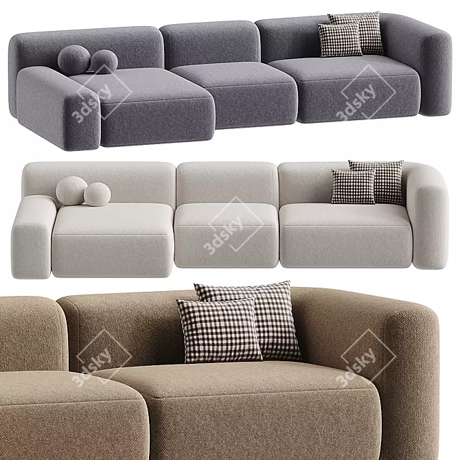 Modern Dimaro Sofa Set with Ottoman 3D model image 1