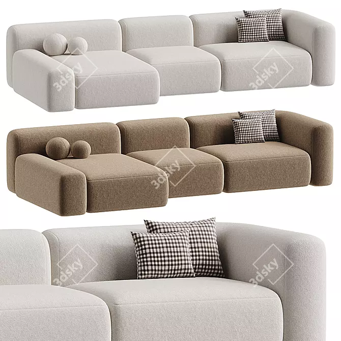 Modern Dimaro Sofa Set with Ottoman 3D model image 2