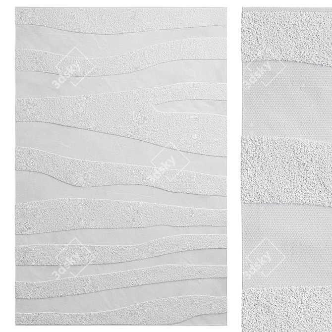 Luxury Cream Cotton Rug, Benuta 3D model image 2