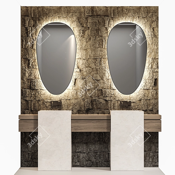 Modern Bath Mirror with LED 3D model image 3